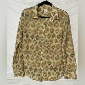 J. Crew The Perfect Shirt Watercolor Leopard Print